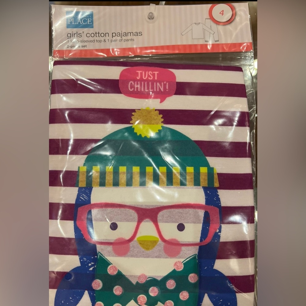 CHILDRENS PLACE WINTER PENQUIN PRINT TODDLER GIRLS 2pc PJs SZ4-NEW